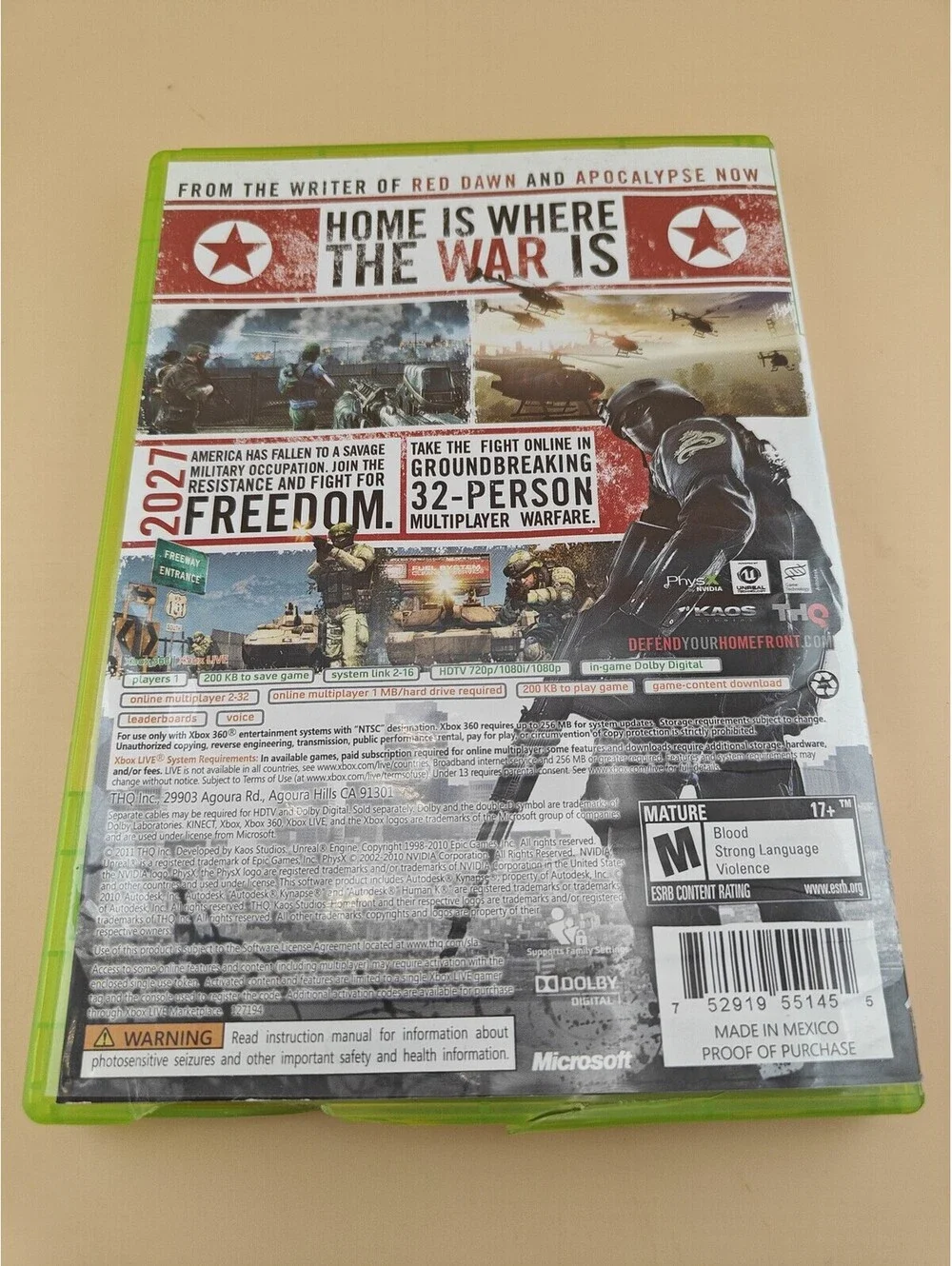 Homefront Xbox 360 Video Game Complete With Manual Tested